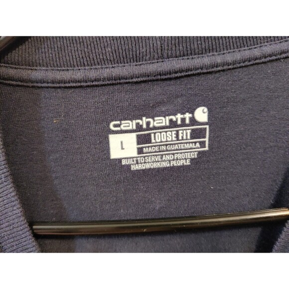 Carhartt Original Fit Men's Blue Pocket Work Long Sleeve T-Shirt Logo Size: L - Picture 4 of 5